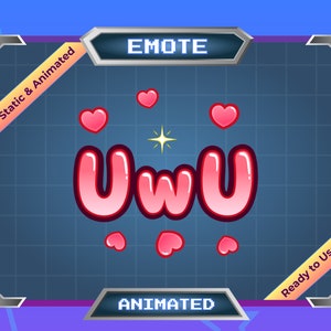 UwU - Animated Emote - Static Emote - Twitch Emote - Discord Emote - Pink Heart