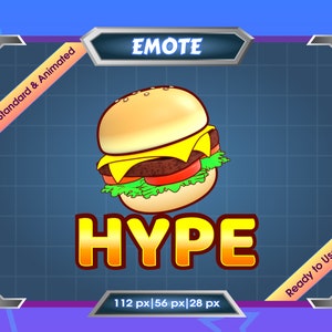 HYPE Burger Animiertes Emote für Twitch/Discord (Digitale Datei)