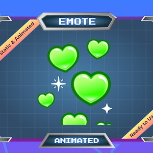 Funkelndes Grünes Herz - Animiertes Emote - Statisches Emote - Twitch Emote - Discord Emote