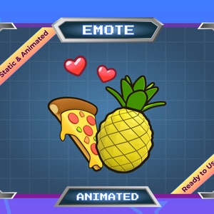 Pizza en ananas - Geanimeerde emote - Statische emote - Twitch-emote - Discord-emote
