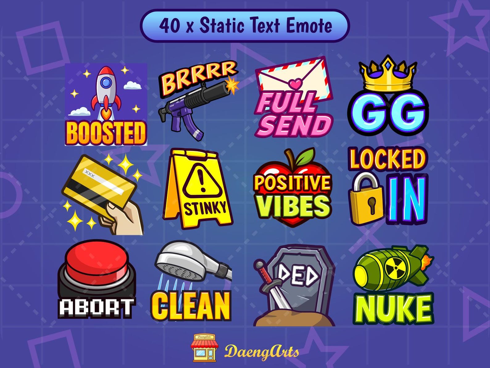 Statick Text 40x Static Text Emotes for Twitch, Discord, Kick in PNG & SVG (digital ...
