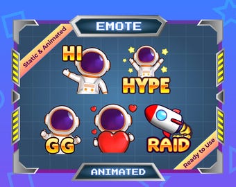 Paquete de gestos de astronauta chibi para Twitch/Discord (descarga digital)