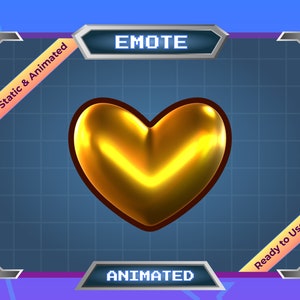 Goldenes Herz - Animiertes Emote - Statisches Emote - Twitch Emote - Discord Emote