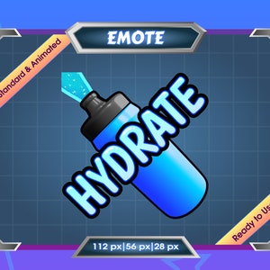 Emote animée bouteille d&#39;eau hydrater pour Twitch/Discord (téléchargement numérique)