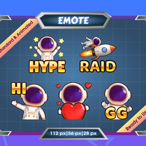Emote für Streamer | Statisch Emote | Animierte Emote | Twitch Emote | Discord Emote | Niedliche Astronaut Emote Pack