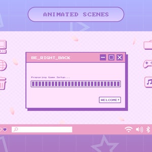 Animierte Pink Pastell 90er Computer Stream Bildschirme, Overlays und Panels (Digitaler Download)