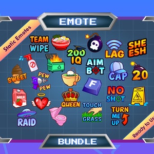 24 Static Text Emotes for Streamers (Digital Download)