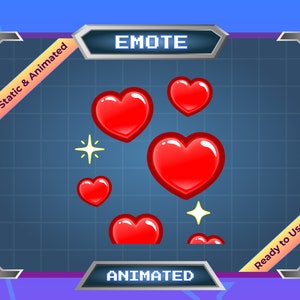 Funkelnde rote Herzen - Animiertes Emote - Statisches Emote - Twitch Emote - Discord Emote