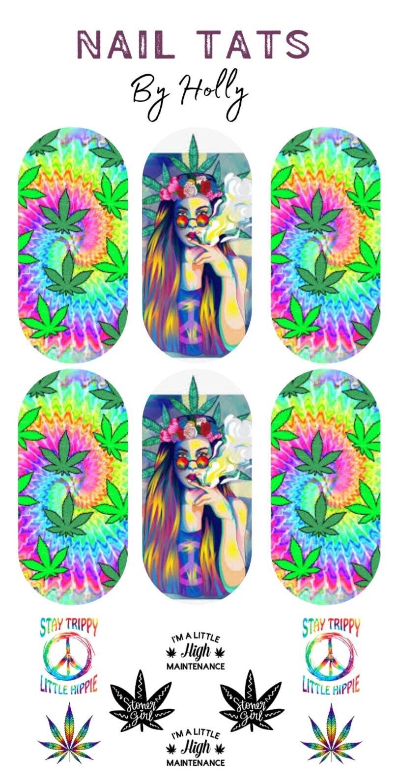 marijuana nails hippie nails marijuana nail art Cartoon stoner set waterslide nail decals stoner nail decals hemp nail art