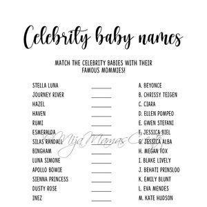 Baby Shower Games, Celebrity Baby Names, Tree Theme