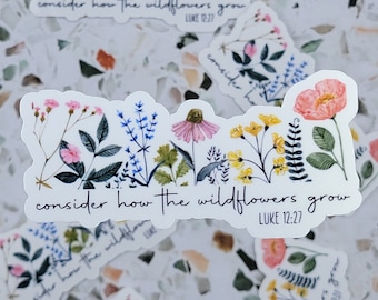 Luke 12:27 Sticker, Wildflowers