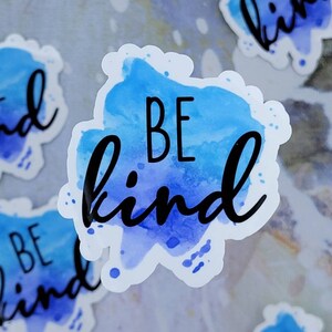 Be Kind Sticker, Blue Watercolor