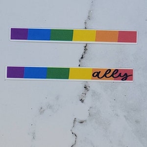 Rainbow Strip and Rainbow Ally Strip Stickers, Pride 2 Pack