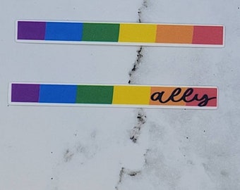 Rainbow Strip and Rainbow Ally Strip Stickers, Pride 2 Pack
