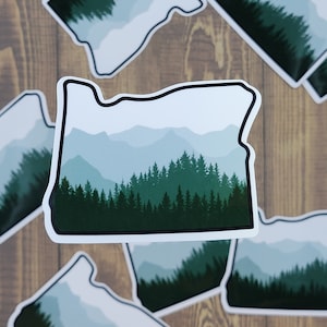 Oregon Sticker, Green Trees