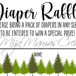 Baby Shower Games, Diaper Raffle, Tree Theme