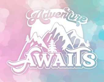 Adventure Awaits, Vinyl Decal, White Vinyl