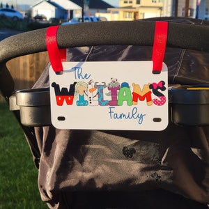 Personalized Stroller Sign, Amusement Park Sign, Quick Ship, Stroller Identity Tag, License Plate, Last Name or Child's Name