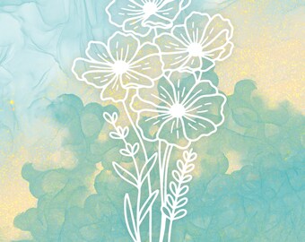 Wildflowers, Vinyl Decal, White Vinyl