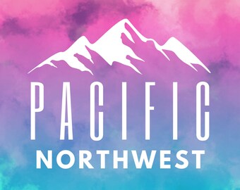 Pacific Northwest, Mountain, Vinyl Decal, White Vinyl
