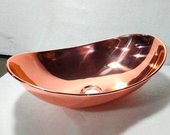 Copper Handfracted Vessel Bathroom Sink finish Hammered or SMOOTH