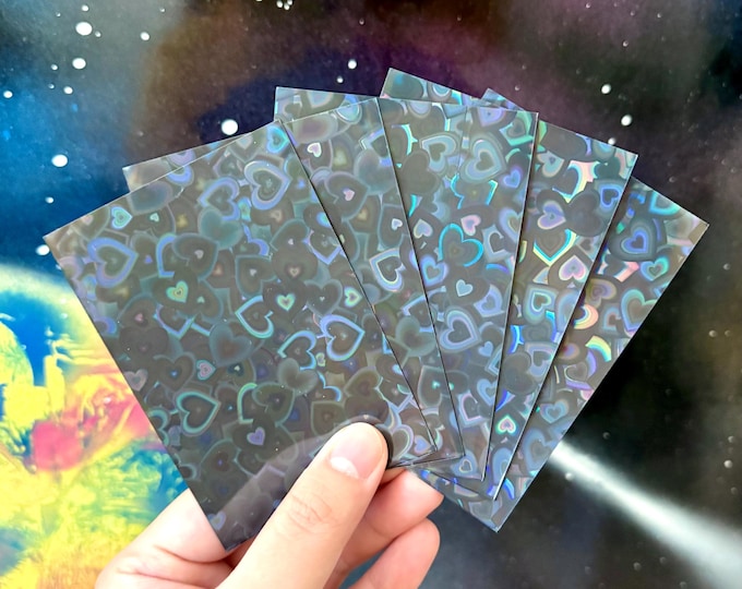 100 Holographic Heart Pattern Sleeves Kpop Photocards Anime Trading Cards TCG