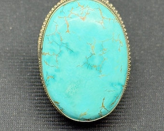 Handmade Howlite Turquoise Ring | Tibetan Silver Boho Jewelry, Size 8