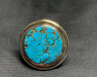 Turquoise Statement Ring: Tibetan Silver, Adjustable Boho Jewelry
