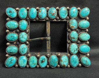 Fibbia per cintura in howlite turchese / Fibbia in argento tibetano stile western / Gioielli artigianali boho