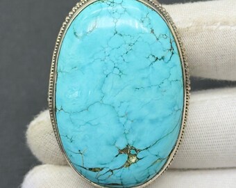 Howlite Turquoise Ring | Tibetan Silver Boho Statement Jewelry, Size 8