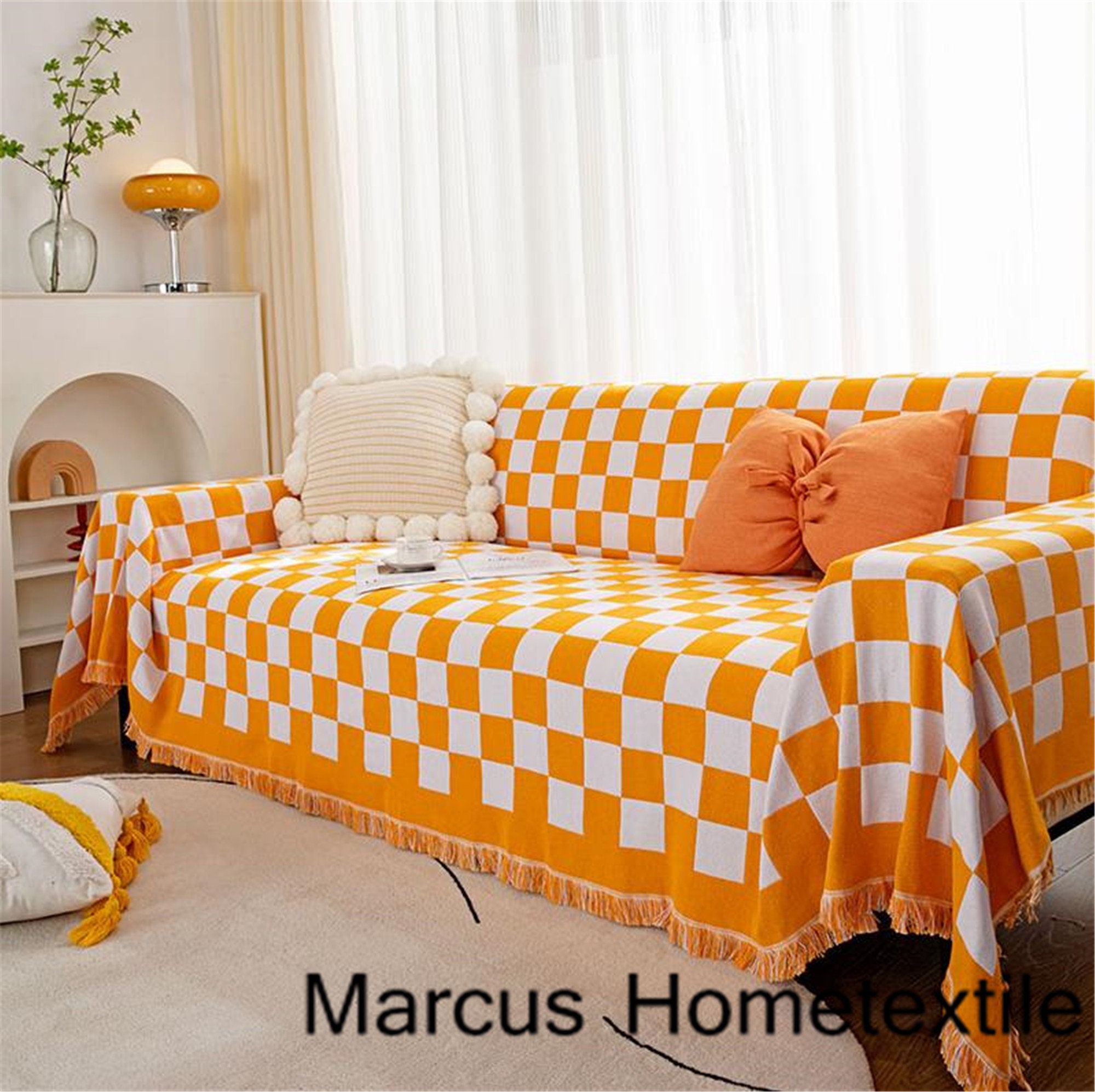 Housse de Canapé Au Crochet, Comme Couverture Châle, Housse Genou, Baie Vitrée ou Anti-Poussière, Co