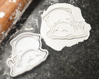 Pareja de gatos bonitos aodrables dibujo kawaii / Cortadores de galletas / marcado Stempel Fondant detalle / massaje symbol japanisch 愛らしい猫