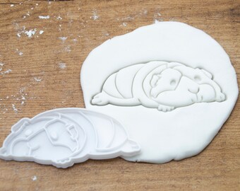 Guinean pig cookie cutter and stamp, cute guinea pig cookies, animals polymer clay cutter, guinea pig fondant stamp