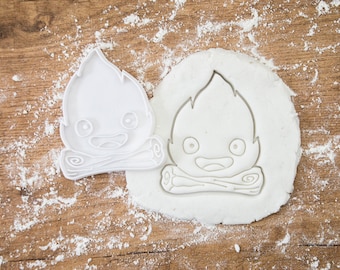 Calcifer cookie cutter, calcifer howls moving castle cookies, calcifer fire clay pins, howls moving castle polymer clay cutters