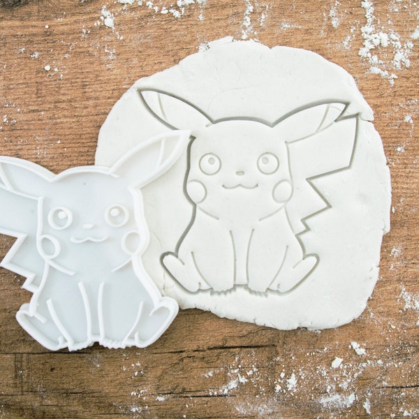 Pikachu cookie cutter, pikachu chocolate cookies, pokemon cookies, pikachu fondant stamp, pikachu clay cutter