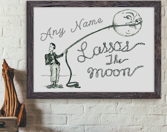 George lassos the moon, its a wonderful life A4-A2 - *Custom name inserted* art print
