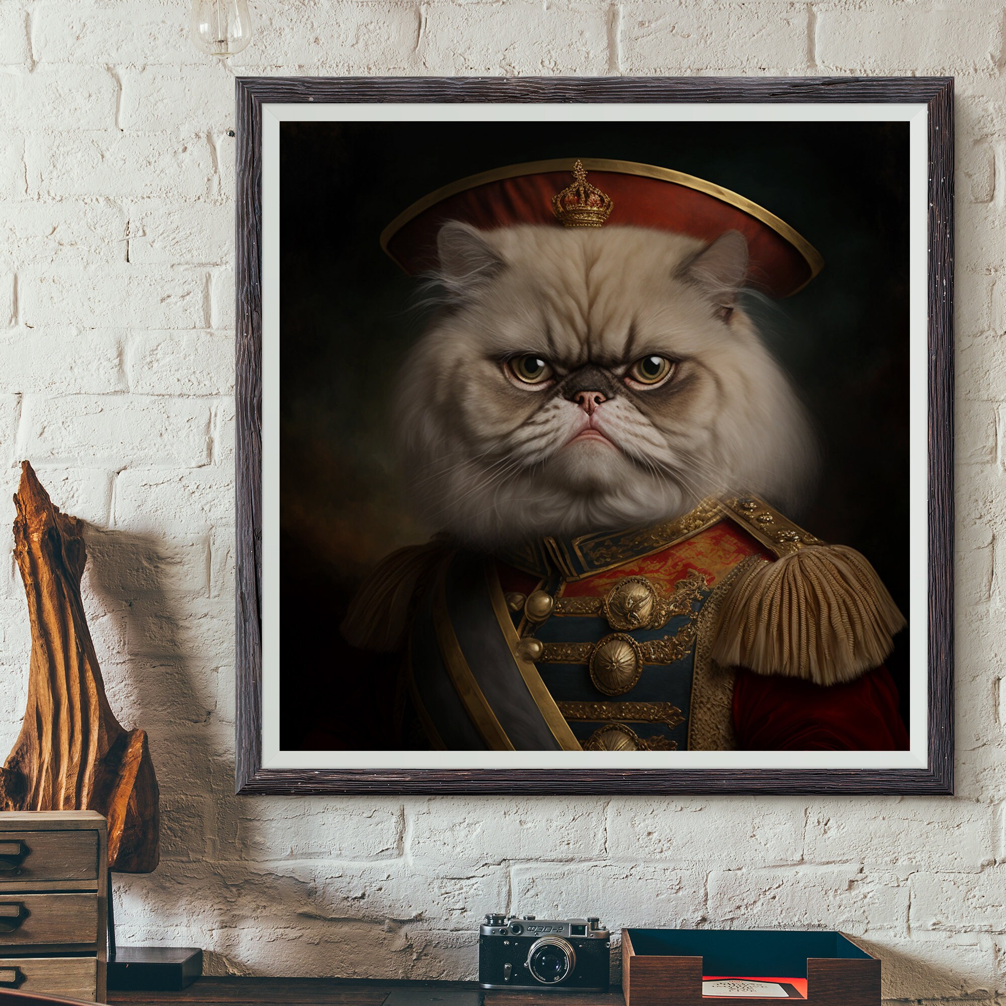 Empire Art Direct Persian Black and White Pet Paintings on Reverse Printed  Glass Framed Cat Wall Art, 24 x 18 x 1, Ready to Hang 