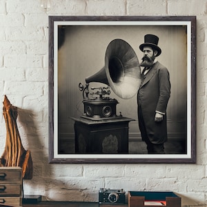 Old skool DJ, Grammophon, Vintage Fotografie Stil - Kunstdruck