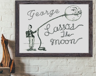 George lassos the moon, its a wonderful life A4-A2 - art print
