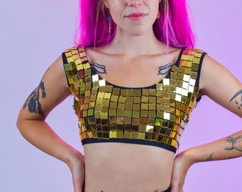 Molly Mirror Crop Top| Gold