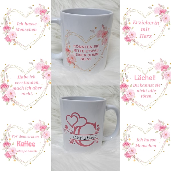 Tasse Blume mit Namen und Spruch personalisiert