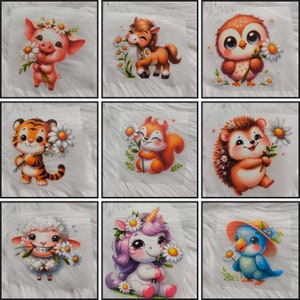 Iron-on transfers for boys and girls, animals, various designs