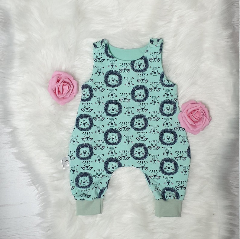 Romper 50/56 baby fashion romper jumpsuit handmade baby clothes mint löwe