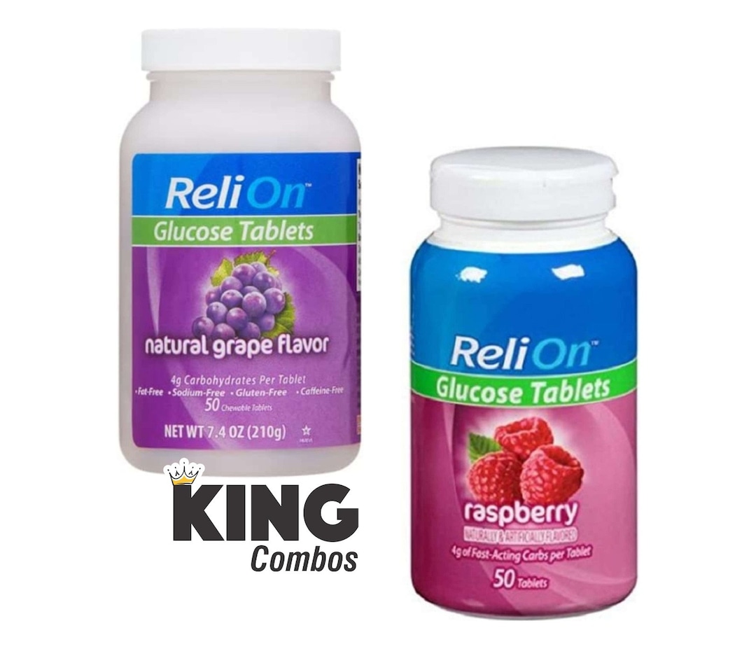 Relion Flavor Glucose Tablets 2 Pack Flavor Grape, Raspberry 50 Tablets