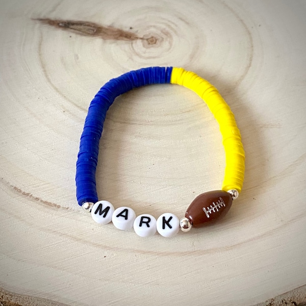 Football Heishi Bracelet, Best Friend Gifts,Personalized Name Bracelet, Sports Bracelet,kids Jewelry, Cousin gifts, Heishi Bracelets