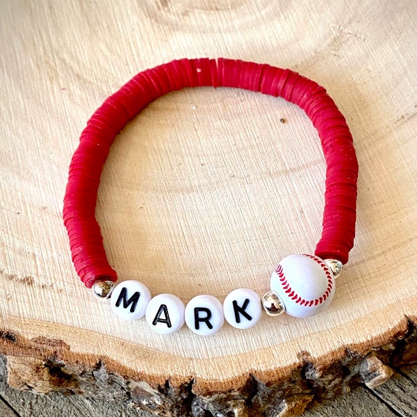 Baseball/softball Heishi Bracelet, Best Friend Gifts,Personalized Name Bracelet, Sports Bracelet,kids Jewelry, Cousin gifts,Heishi Bracelets