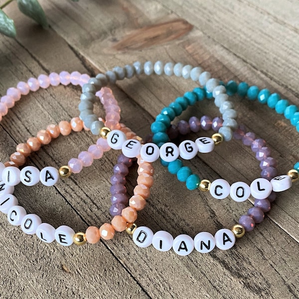 Name Bracelets - Personalized Bracelets - Custom Word Bracelet - Stackable Bracelets - Mama Bracelet - Custom Beaded Bracelets - Minimalist