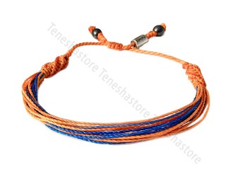 Netherlands National Soccer Team Bracelet in Dutch Team Colors Orange and Blue for Men and Women - Nylon Cord Sports Fan Bracelet
