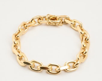 BNH Anchor chain Bracelet in 14K Gold, 7.87 inches | Vintage Solid Gold | Minimalistic Gold Jewelry | Scandinavian Jewelry