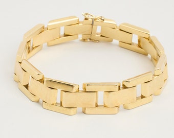 Blokarmband van 14K goud, 21,5 cm | Vintage massief goud | Premium onroerend goed in goud | Deense sieraden